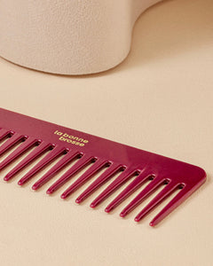 Le Peigne Large Démêlant en Acétate Rouge Cerise